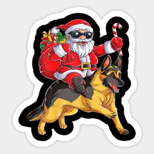 Christmas Santa Claus Riding English Bulldog Xmas Boys Dog Sticker